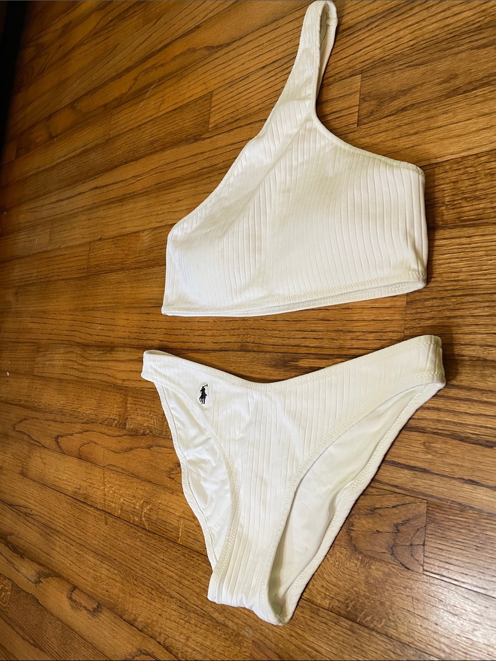 Polo Ralph Lauren White Ribbed One-Shoulder Bikini Set - Picture 4 of 15